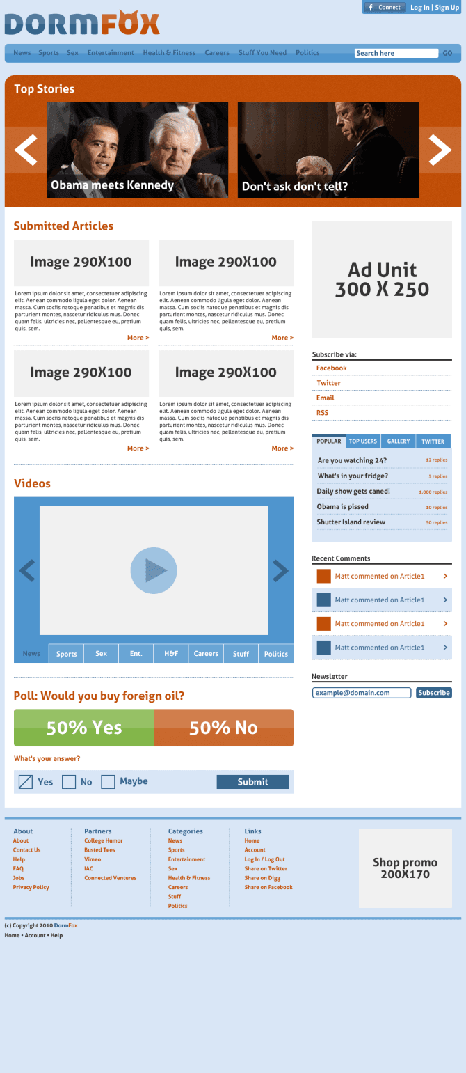 I was commissioned to design a news portal aimed at college students. Though the project n (image 1)