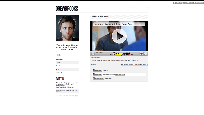 I designed and developed a personal Tumblr theme for Drew Brooks (image 1)