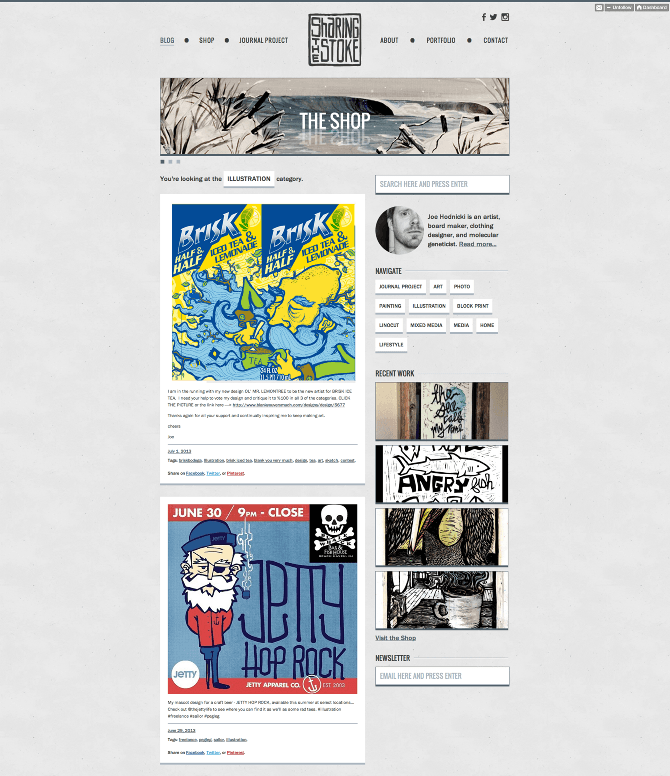 Sharing the Stoke redesign was commissioned by artist Joe Hodnicki for his blog and shop…