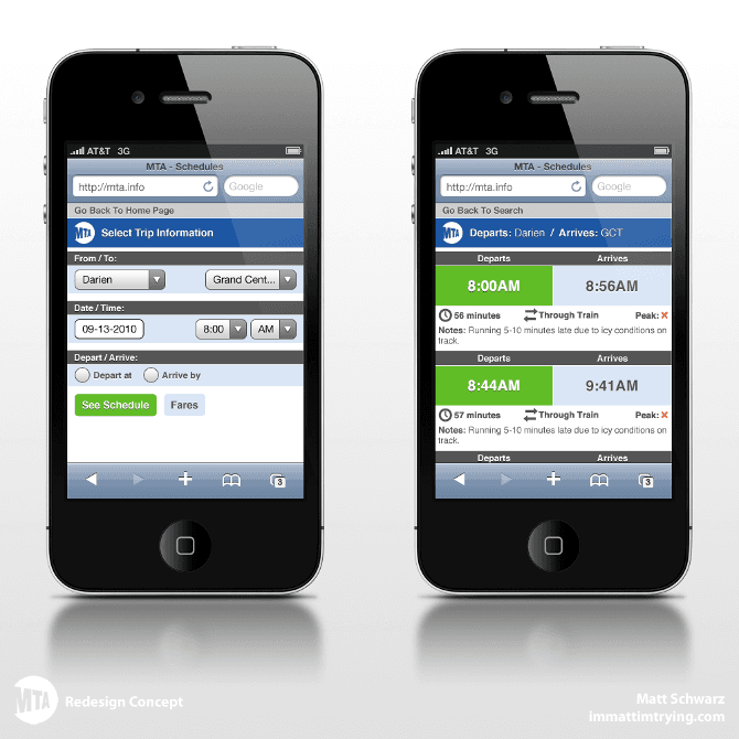 As an exercise I attempted to redesign the MTA’s Metro North web view to make the menus an