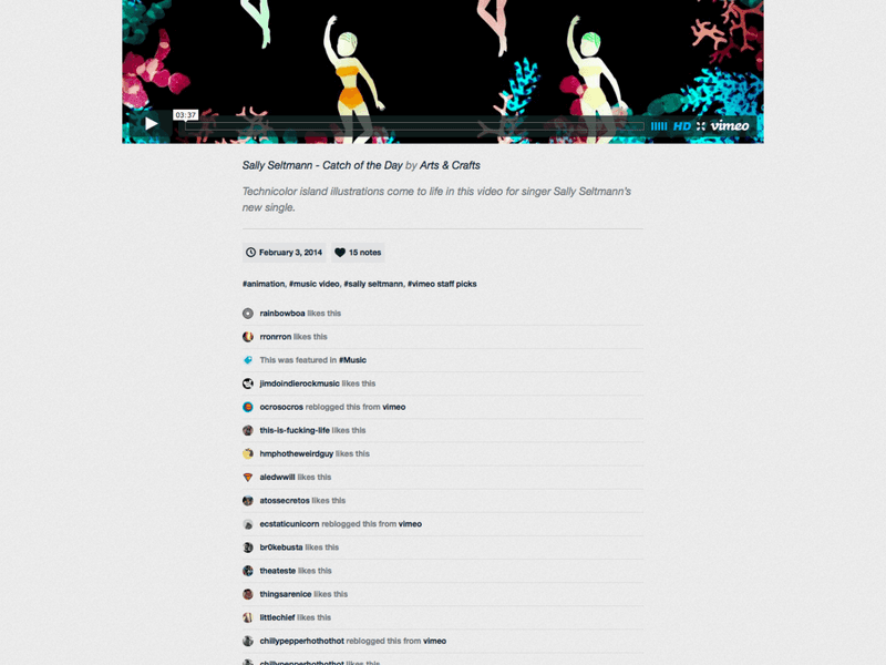 I redesigned and developed the current Vimeo Tumblr theme which included an animated navig…
