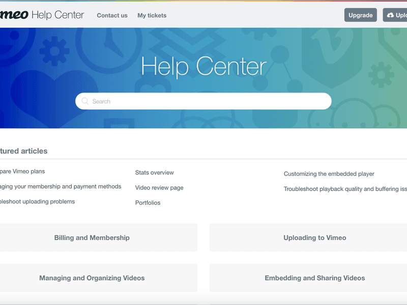 Vimeo’s Helpdesk was moved to ZenDesk to make managing content easier on the Community tea…